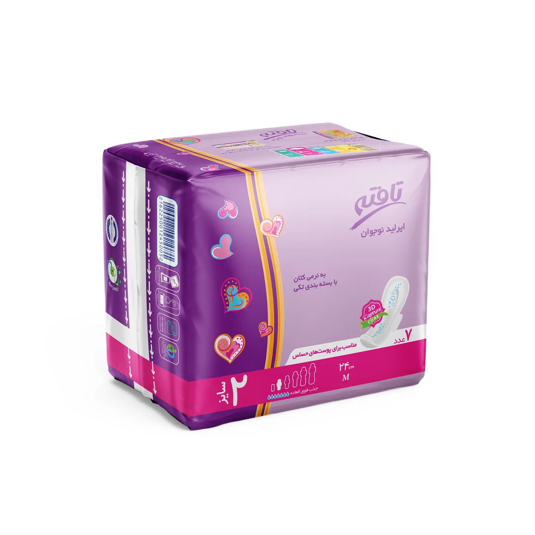 نوار بهداشتی تافته مدل ایرلید نوجوان ویژه روز و شب بسته 7 عددی